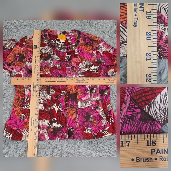 Ruby Rd Womens 10 Multicolor Abstract‎ Long Sleeve Snap Button Jacket - Picture 3 of 5